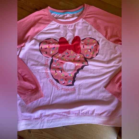 Disney Other - Disney Minnie Mouse Pink Pajama Top - Eat, Sleep, Disney, Repeat